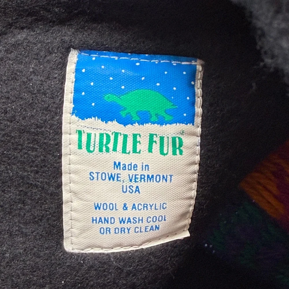 Turtle Fur Vintage Knit Beanie Llama Pattern‎ Fleece Lined Wool Blend Hat USA